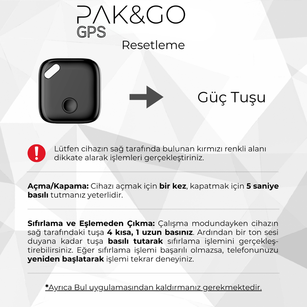 PAK&GO GPS Konum Valiz Bulucu